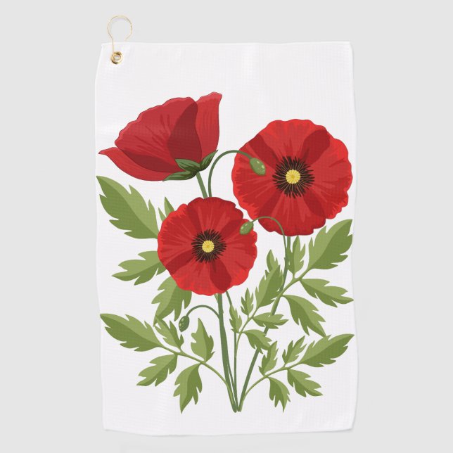Serviette De Golf Fleurs d'été joyeuses floraison de pavot (Devant)