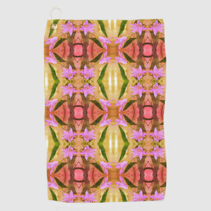 Serviette De Golf Fleurs violettes délicates Motif d'art Abstrait
