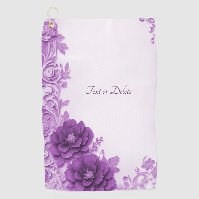 Serviette De Golf Fleurs violettes Flourish Golf Serviette (Devant)