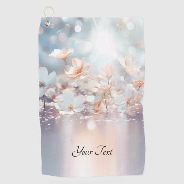 Serviette de golf Floral de Pêche Blanche (Devant)