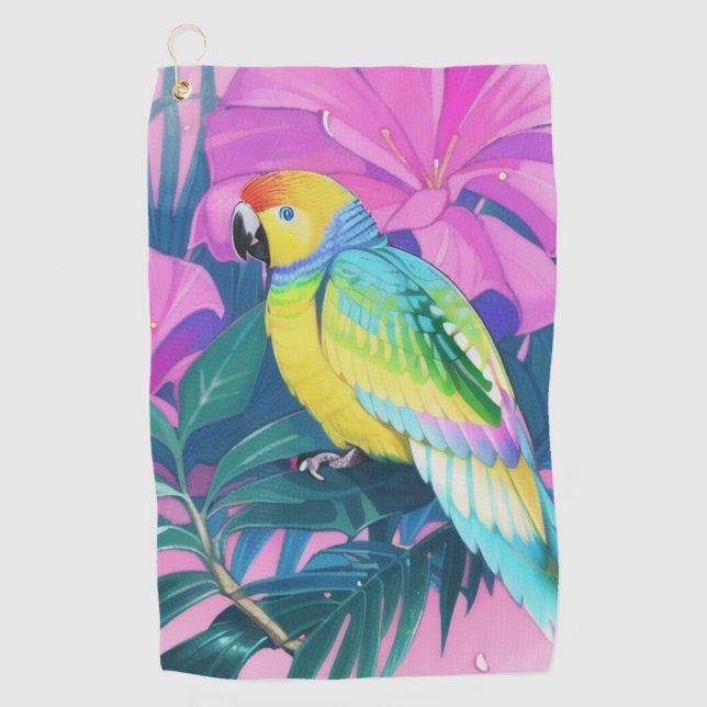 Serviette De Golf Floral/hawaïen/tropical/perroquet (Devant)