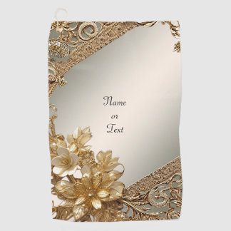 Serviette de golf Floral Orné Or Moderne