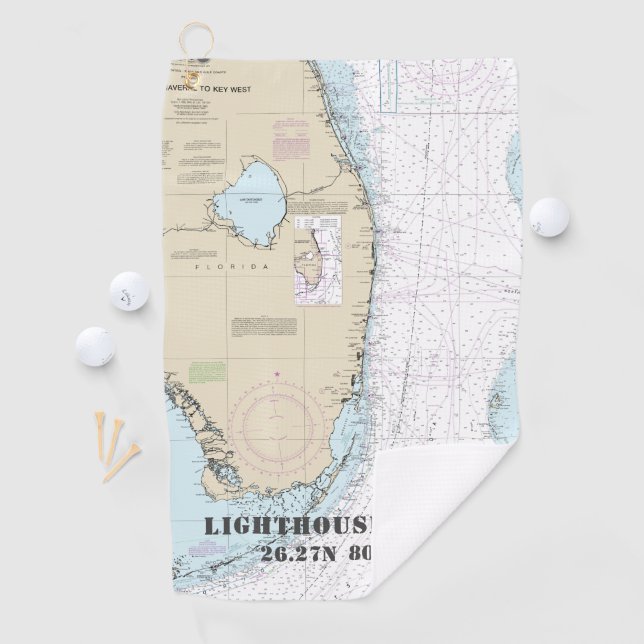 Serviette De Golf Floride Sud carte nautique Latitude Longitude (En situation)