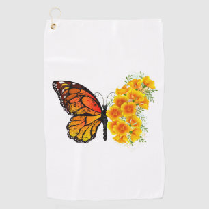 Serviette De Golf Flower Butterfly with Yellow California Poppy