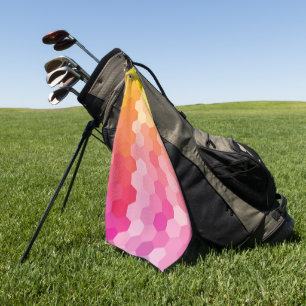 Serviette De Golf Formes Hexagones géométriques jaune rose