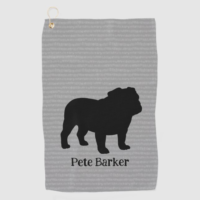 Serviette De Golf Français Bulldog Chien race Silhouette Texte perso (Devant)