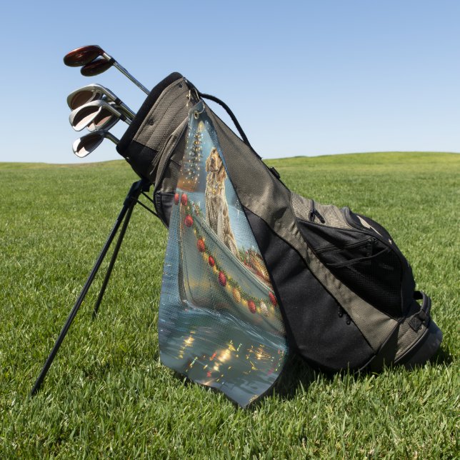 Serviette De Golf Français Setter Christmas Festive Voyage (Vert)