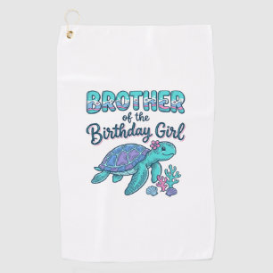 Serviette De Golf Frère de la chemise de tortue marine de la fille d