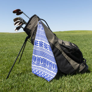 Serviette De Golf Fret grec, Motif méditerranéen, Bleu