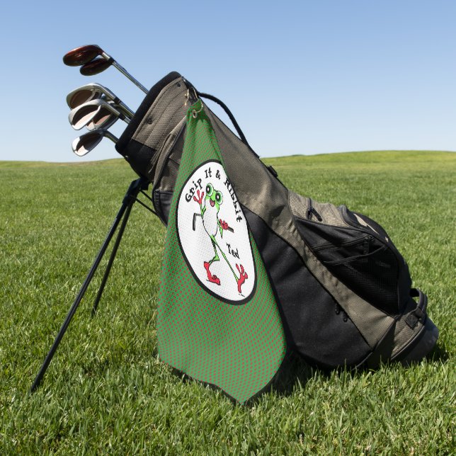 Serviette De Golf Frog Golfing Grip It et Ribbit Funny Personnalisé (Vert)