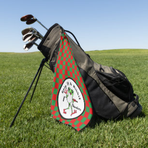 Serviette De Golf Frog Golfing Grip It et Ribbit Red & Green Checks