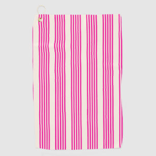 Serviette De Golf Fuchsia et beige cinq rayures motif