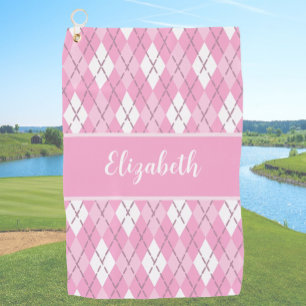 Serviette De Golf Fun Cute rose preppy Jacquard nom personnalisé dam