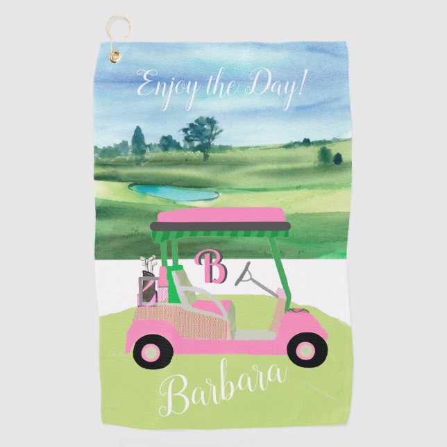 Serviette De Golf Fun Fem Golf Panier Nom personnalisé (Devant)