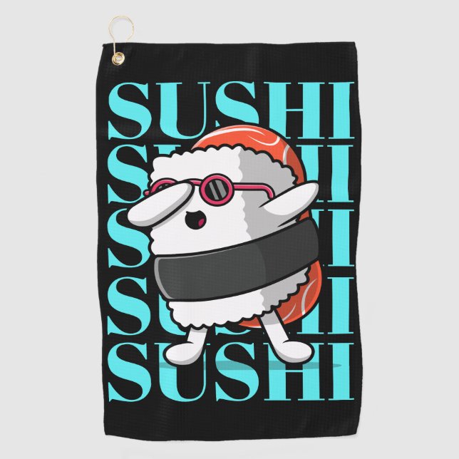 Serviette De Golf Fun Kawaii Sushi Dab (Devant)