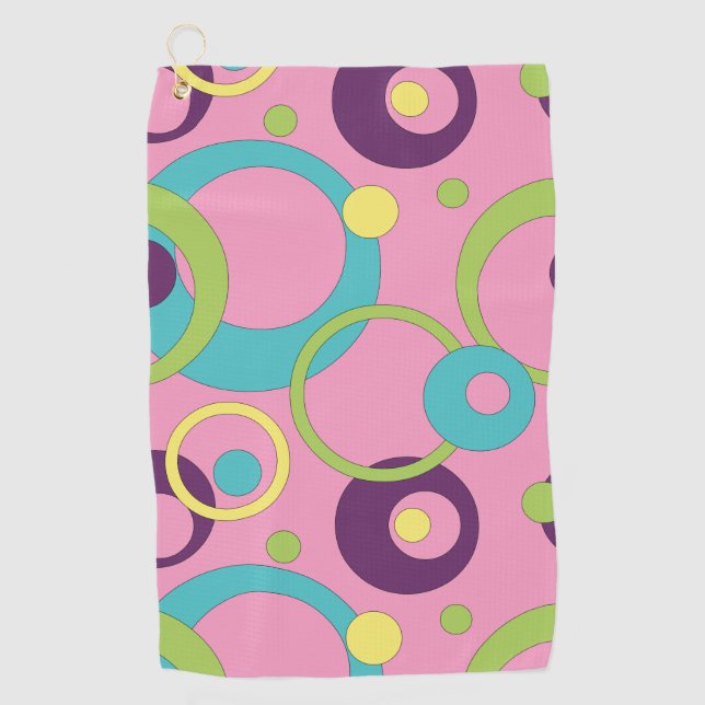Serviette de golf Funky Pink Circles (Devant)