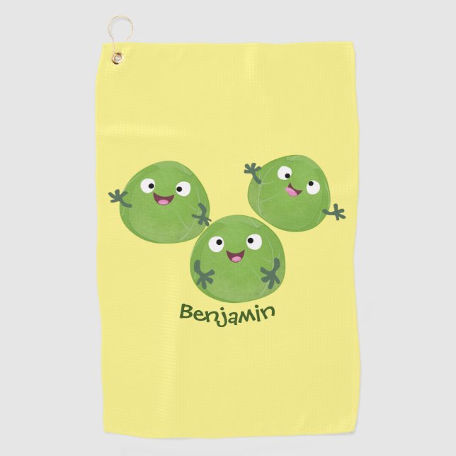 Serviette De Golf Funny Brussels sprouts légumes caricature (Devant)