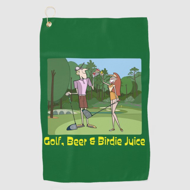 Serviette De Golf Funny Golf, bière et jus de Birdie (Devant)