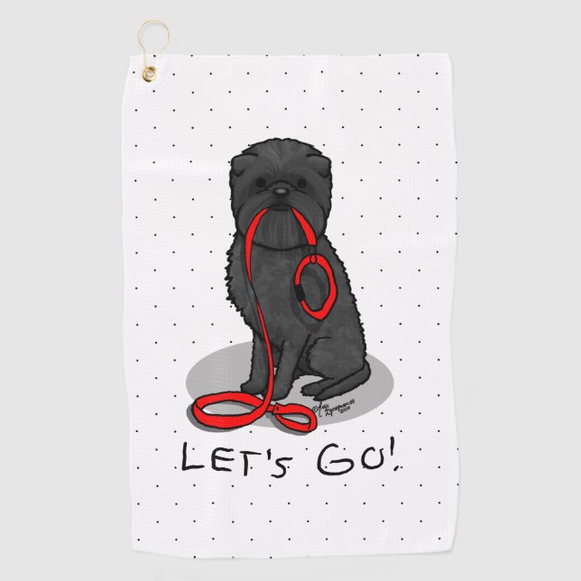 Serviette De Golf Funny Let's Go! Walk Affenpinscher (Black Natural) (Devant)