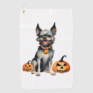 Serviette De Golf Gardes de Chiens Sharp Halloween Citrouilles Premi