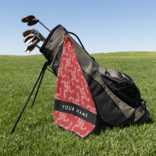 Serviette De Golf Garland de Noël, Rouge, Votre nom, Personnaliser