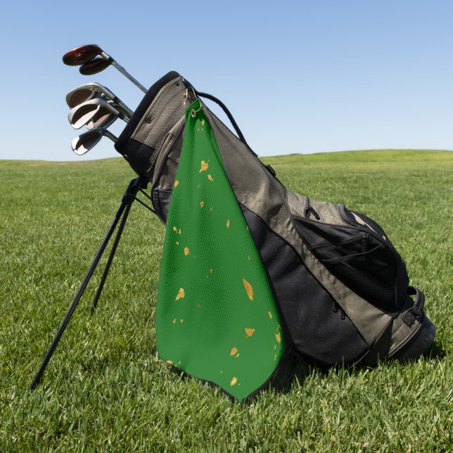 Serviette De Golf Gold Flakes sur Emerald Green (Vert)