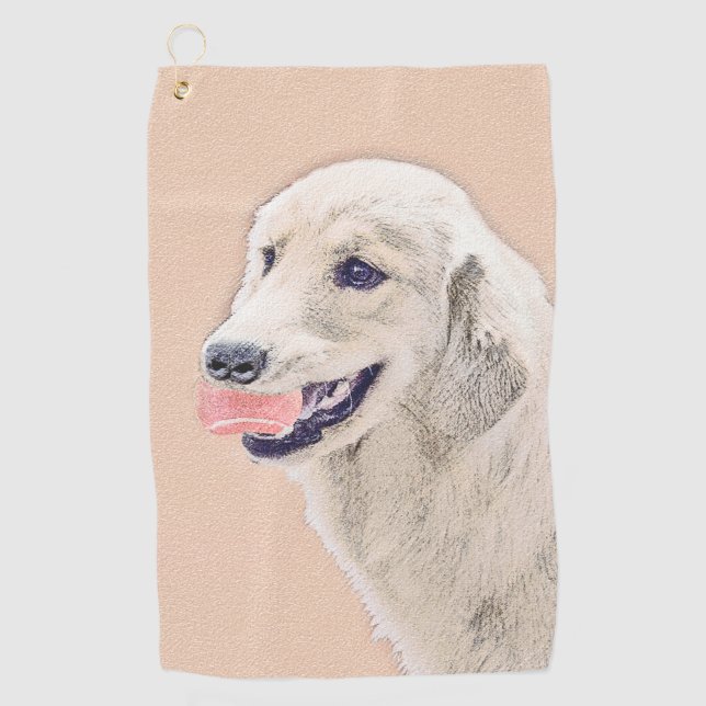 Serviette De Golf Golden Retriever avec Tennis Ball Peinture Chien A (Devant)