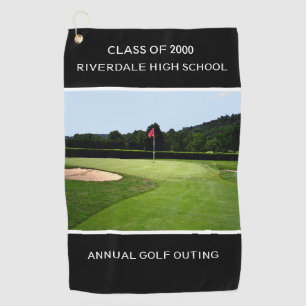 Serviette De Golf GOLF 18e TROU TEXTE PERSONNALISÉ Black Golf Towel