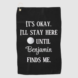 Serviette De Golf Golf Ball Black White Bold Typographie Humour drôl