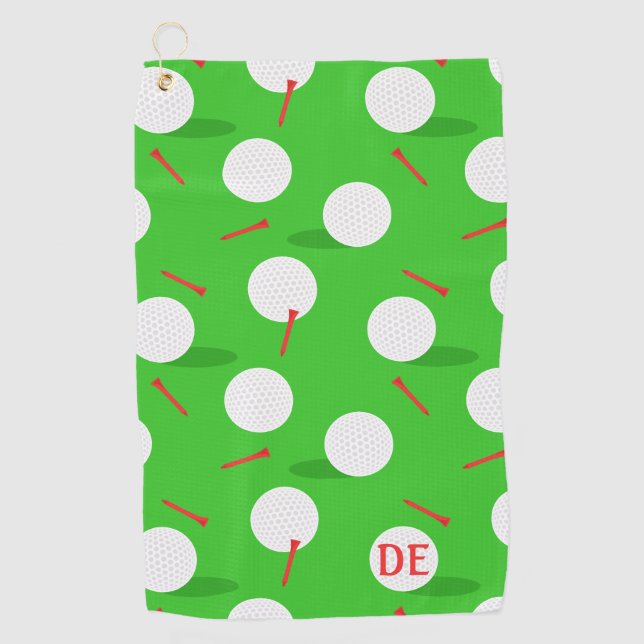 Serviette De Golf Golf Balls et Motif Tee - shirt Monogramme (Devant)