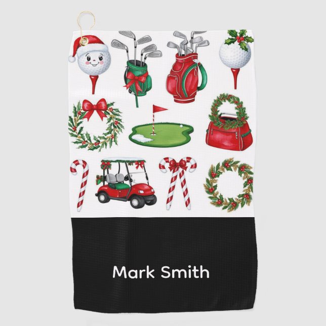 Serviette De Golf Golf Christmas themed   (Devant)
