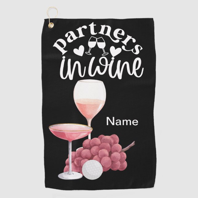 Serviette De Golf Golf et vin pour golfeur amusant citations (Devant)