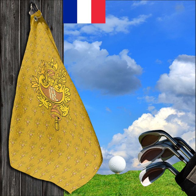 Serviette De Golf Golf France avec emblème français doré, drapeau (Créateur téléchargé)