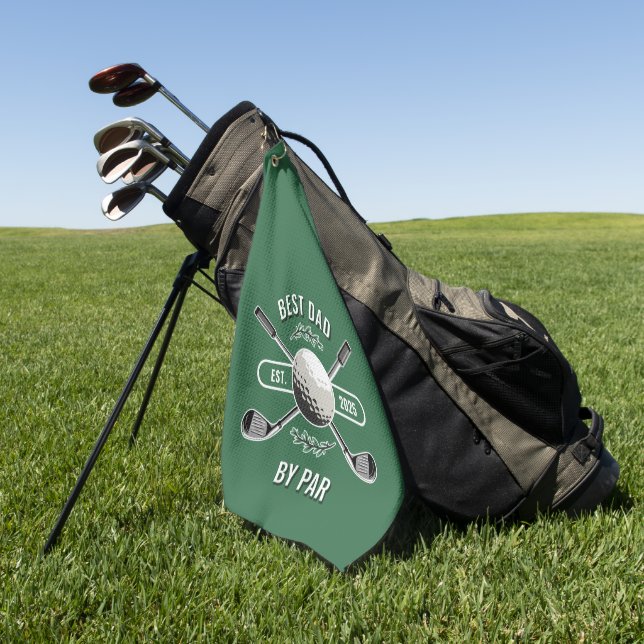 Serviette De Golf Golf & Golf Ball Meilleur Papa Par Par (Vert)