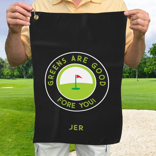Serviette De Golf Golf Greens Fore Golfer Humour Funny Custom Black (Créateur téléchargé)