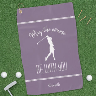 Serviette De Golf Golf Lady Pro Moderne Golfeur Monogramme violet