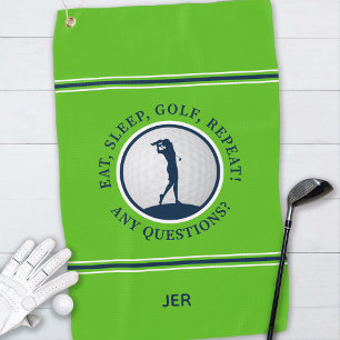 Serviette De Golf Golf moderne Monogram Pro Sports Golf Vert bleu