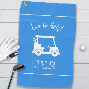 Serviette De Golf Golf Panier Live to Golf Monogramme Blue Sports Pl