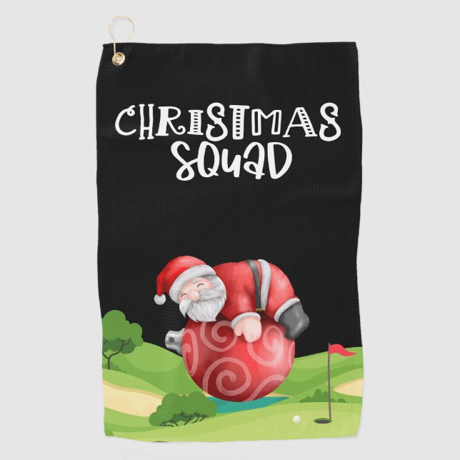 Serviette De Golf Golf Santa Claus Escouade de Noël est parti golfeu (Devant)
