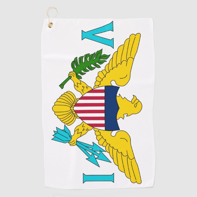 Serviette De Golf Golf Serviette avec drapeau des Îles Vierges (Devant)