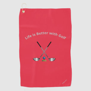 Serviette De Golf Golf Towel Life is Better...Golf Quote Red