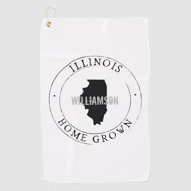 Serviette De Golf Golf Towel State Personnalisé Illinois (Devant)
