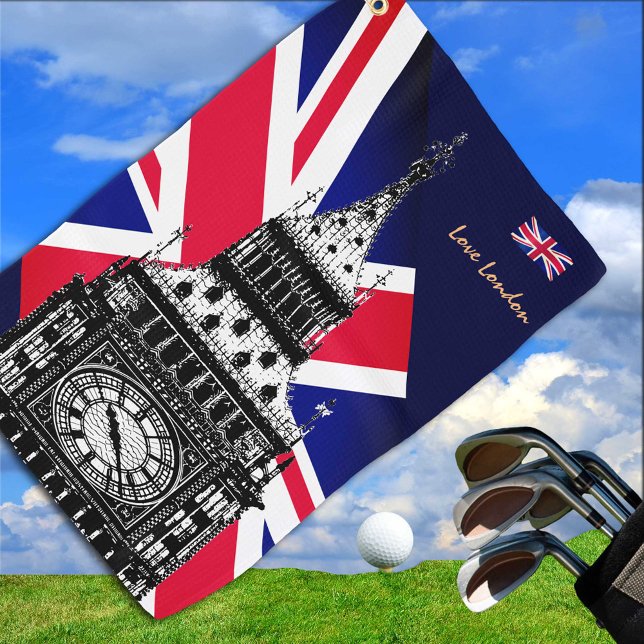 Serviette De Golf Golf UK & British Flag, Big Ben, Londres Union Jac (Créateur téléchargé)