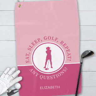 Serviette De Golf Golfer Lady Silhouette Sports Girl Rose pour elle