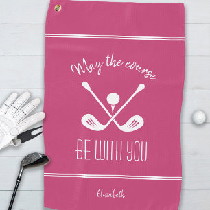 Serviette De Golf Golfer Modern Sports Pro Monogramme Nom Girl Rose