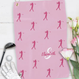 Serviette De Golf Golfer Monogramme Nom Pro Sports Équipement Rose