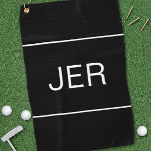Serviette De Golf Golfer Noir Blanc Monogramme Initiales Sports Pro