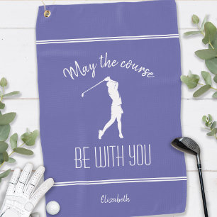 Serviette De Golf Golfer Periwinkle Blue Golf Course Lady Monogram