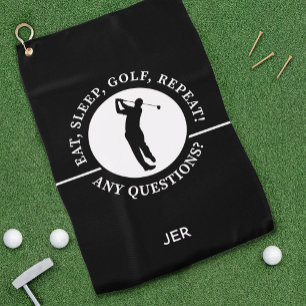 Serviette De Golf Golfeur Homme Sports Pro Silhouette Golf Noir Blan