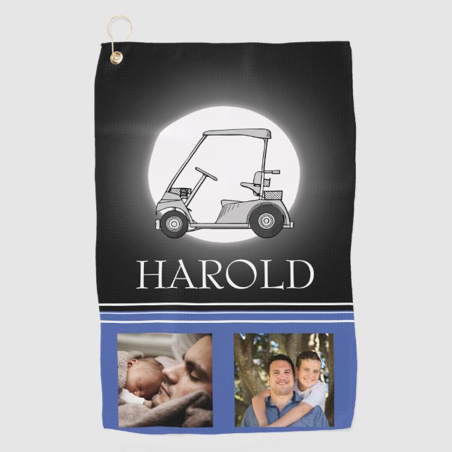 Serviette De Golf Golfeur Hommes Bleu Noir | Collage de photos (Devant)